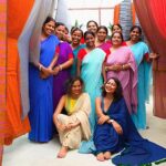 Sujata and Taniya with their family of woman weavers.